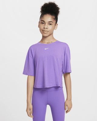 Подростковые шорты Nike One Relaxed Big Kids' (Girls') Dri-FIT Short-Sleeve Top