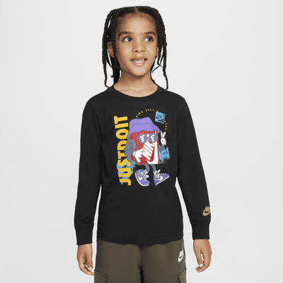 Playera de manga larga Peace de corte cuadrado para niño talla pequeña Nike