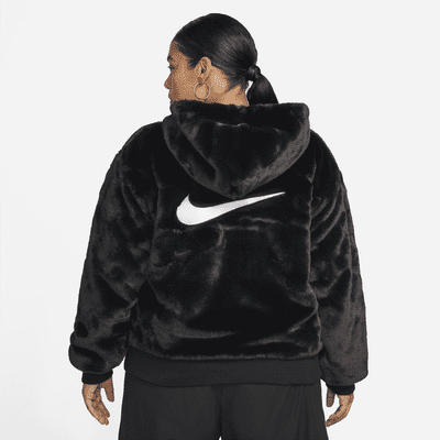 Women's Nike Sportswear Essentials Faux Fur Jacket in Black, Size: Small | Dd5116-010
