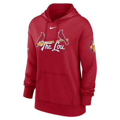 Sudadera con gorro sin cierre Nike Dri-FIT de la MLB para mujer St. Louis Cardinals Authentic Collection City Connect Practice