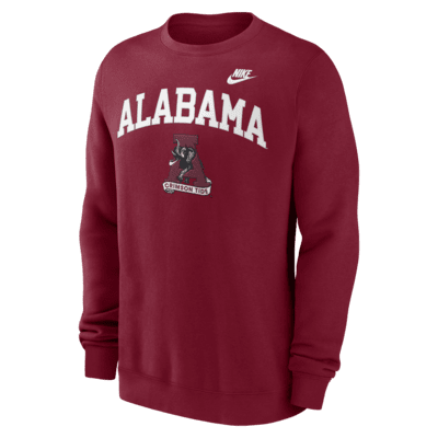 Sudadera de cuello redondo sin cierre universitaria Nike para hombre Alabama Crimson Tide Legacy Classic Arch Over Logo