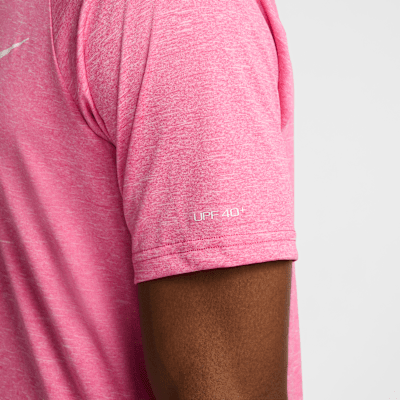 Nike Men's Heathered Short-Sleeve Hydroguard Swimming Top