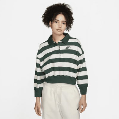 Nike Sportswear Phoenix Fleece Women's Oversized 3/4-Sleeve Striped Crop  Polo