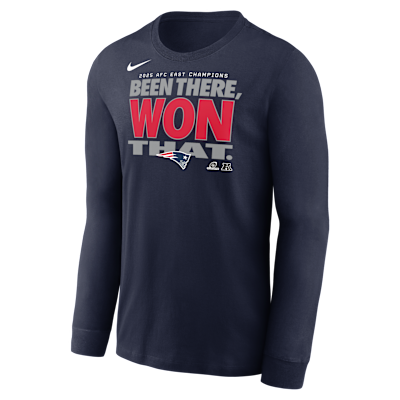 Playera de manga larga Nike de la NFL para hombre New England Patriots 2025 AFC East Champions Trophy Collection