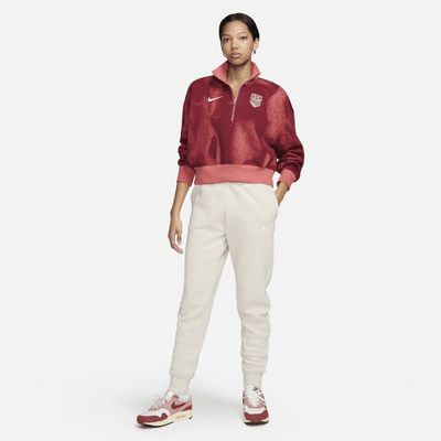 Sudadera de fútbol Nike oversized cropped de medio cierre para mujer de la selección nacional de fútbol masculino de Estados Unidos Phoenix Fleece