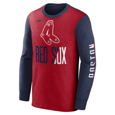 Men's Nike Navy/Red Chicago White Sox Cooperstown Collection Rewind  Splitter Slub Long Sleeve T-Shirt