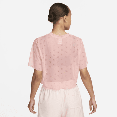 Nike Air Women's Printed Mesh Short-sleeve Crop Top. Nike VN