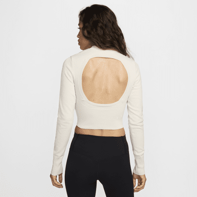 Suéter de manga larga slim top cropped con medio cierre para mujer Nike Sportswear Chill Knit