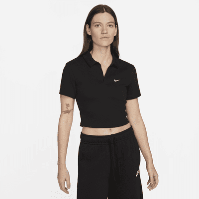 Nike Women's Sportswear Essential Short-Sleeve Polo Top in Green - ShopStyle