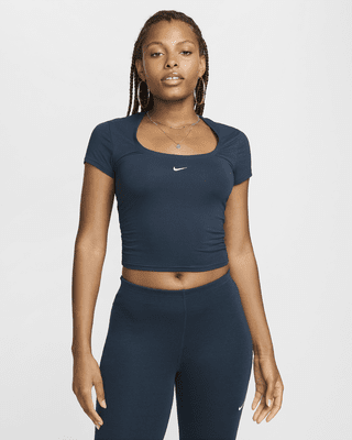 Женские шорты Nike Sportswear Chill Knit Short-Sleeve Square-Neck Top