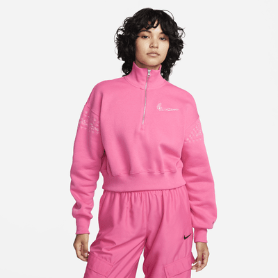 Nike Sportswear Women's Fleece 1/2-Zip Cropped Sweatshirt. Nike ID