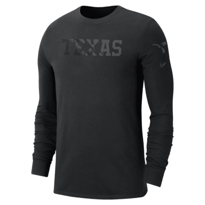 Playera de manga larga de cuello redondo universitaria Nike para hombre Texas