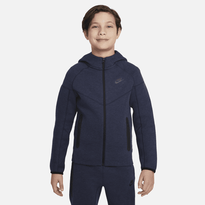 Nike Sportswear Tech Fleece-hættetrøje med lynlås til større børn (drenge)