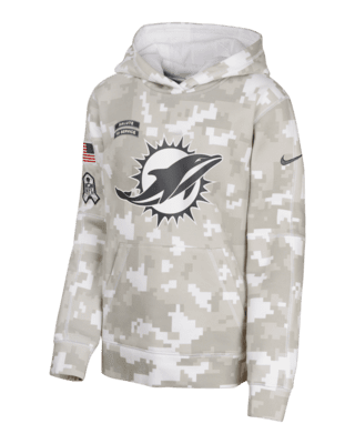 Подростковое худи Miami Dolphins Salute to Service Primary Edge Club Big Kids' Nike NFL Pullover Hoodie