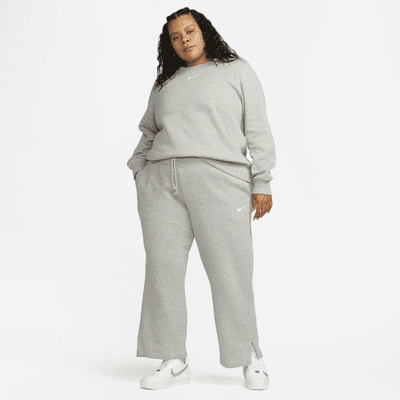 Calças de fato de treino com pernas largas e cintura subida Nike Sportswear Phoenix Fleece para mulher (tamanhos grandes)