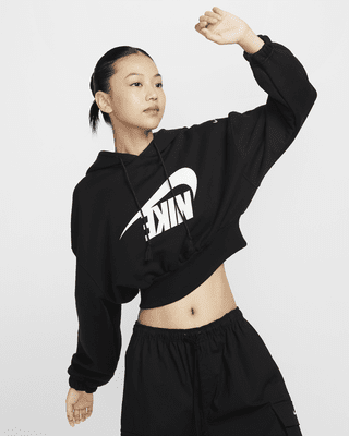 Khaki Nike Mini Swoosh Oversized Cropped Hoodie Nike Sportswear