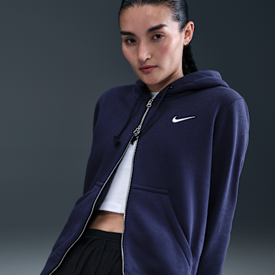 Nike Sportswear Phoenix Fleece-hættetrøje med fuld lynlås til kvinder