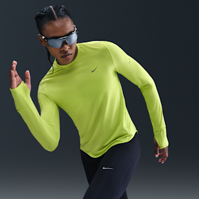 Nike Swift Dri-FIT hardlooptop met ronde hals, lange mouwen en uv-bescherming voor dames