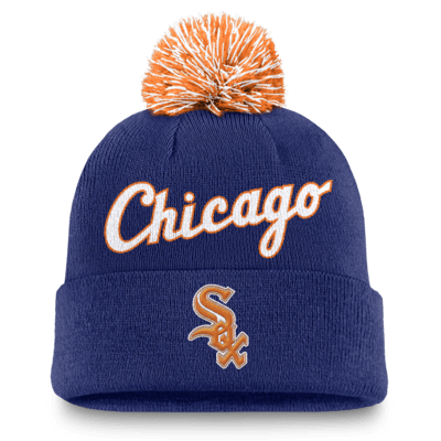 Gorro con dobladillo y pompón Nike de la MLB para hombre Chicago White Sox Peak