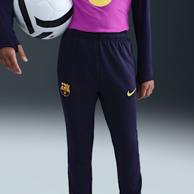 Maskinstrikkede FC Barcelona Strike Nike Dri-FIT-fodboldbukser til større børn