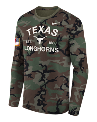 Мужская футболка Texas 2025 Military Appreciation Legend Nike Dri-FIT College Long-Sleeve