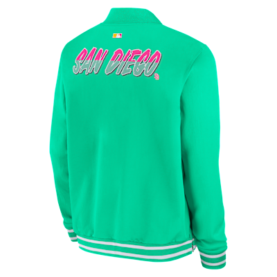 Chamarra bomber Nike de la MLB de cierre completo para hombre San Diego Padres Authentic Collection City Connect