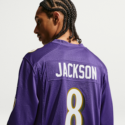 Jersey de juego Nike para hombre Lamar Jackson Baltimore Ravens