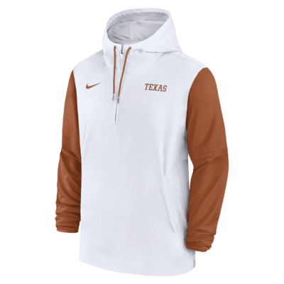 Chamarra universitaria Nike con gorro y medio cierre para hombre Texas Longhorns Sideline Pre-Game Player