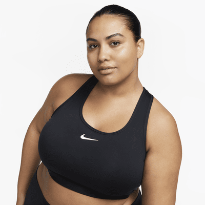 Nike, Swoosh Medium Support Bra - Black/White