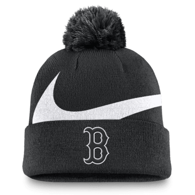 Gorro con dobladillo y pompón Nike de la MLB para hombre Boston Red Sox Peak