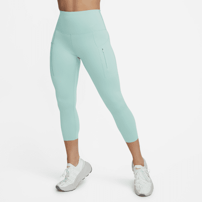 Leggings cropped de tiro alto y sujeción firme con bolsillos para mujer Nike Go