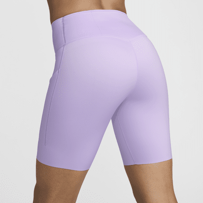 Nike Go Pantalón corto de ciclismo de 20 cm de talle medio y sujeción firme con bolsillos - Mujer