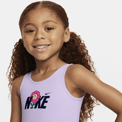 Traje de baño de una pieza con diseño de espalda en U para niñas talla pequeña Nike Swim