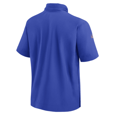 Chamarra de manga corta Nike de la NFL con gorro de medio cierre para hombre Los Angeles Rams Sideline Coach