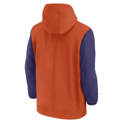 Clemson Tigers Sideline Pre-Game Player Men's Nike College 1/2-Zip Hooded Jacket