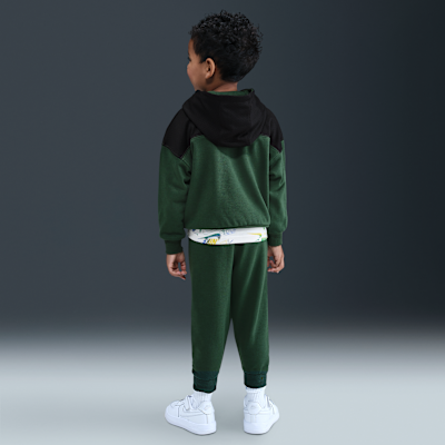Nike Sportswear Toddler P.E. Conjunto de pants y sudadera con gorro sin cierre con bloques