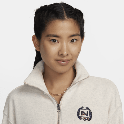 Nike Sportswear 女款寬版半長式拉鍊短版 Fleece 運動衫