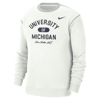 Playera de cuello redondo universitaria Nike para hombre Michigan