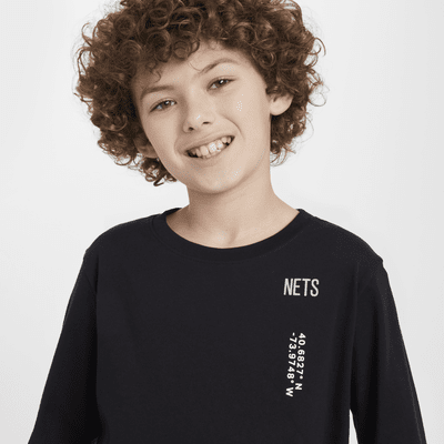 Brooklyn Nets Courtside Max90 Older Kids' (Boys') Nike NBA Long-Sleeve T-Shirt