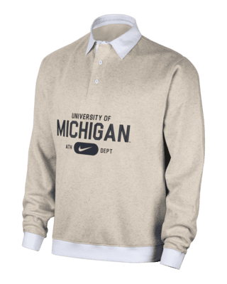 Мужские  Michigan Club Fleece Nike College Long-Sleeve Polo