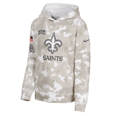 Sudadera con gorro sin cierre Nike de la NFL para niños talla grande New Orleans Saints Salute to Service Primary Edge Club