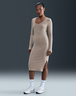 Женские тайтсы Nike Sportswear Chill Knit Tight Long-Sleeve Midi Mini-Rib Dress