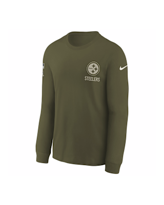 Детская футболка Pittsburgh Steelers Salute to Service Sideline Big Kids’ Nike NFL Long-Sleeve