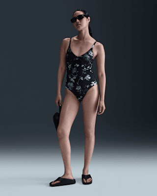 Женские  Nike Swim V-Neck One-Piece