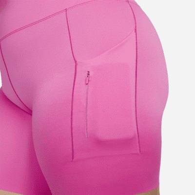 Shorts de ciclismo con bolsillos de tiro alto de 20 cm de sujeción firme para mujer Nike Go