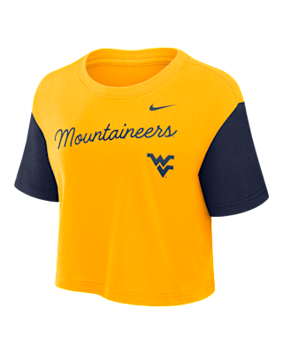 Женская футболка West Virginia Script Nike Dri-FIT College Cropped