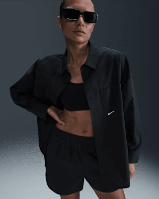 Nike Sportswear Chill Poplin Woven Loose Long-Sleeve Button-Down Top