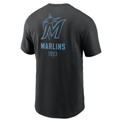 Playera Nike de la MLB para hombre Miami Marlins Large Logo Back Stack