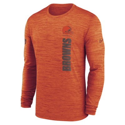 Playera de manga larga Nike Dri-FIT de la NFL para hombre Cleveland Browns Sideline Velocity