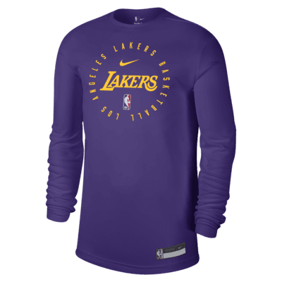 Langærmet Los Angeles Lakers-Nike Dri-FIT NBA-T-shirt til mænd